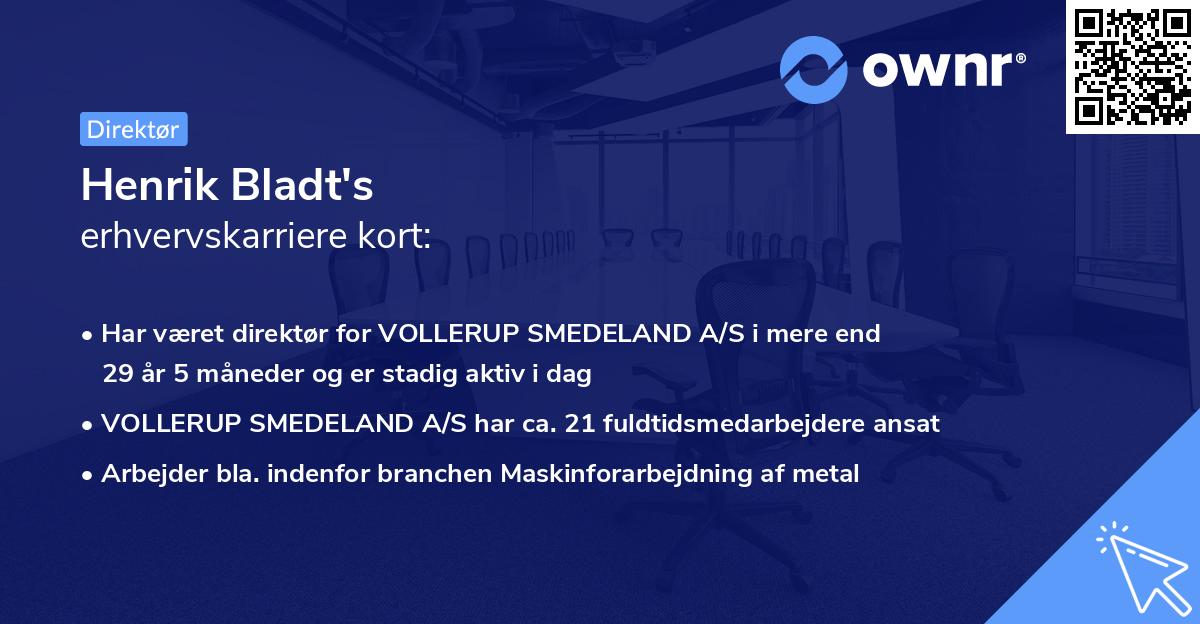 Henrik Bladt's erhvervskarriere kort