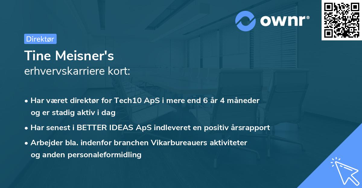 Tine Meisner's erhvervskarriere kort