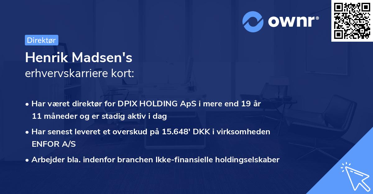 Henrik Madsen's erhvervskarriere kort