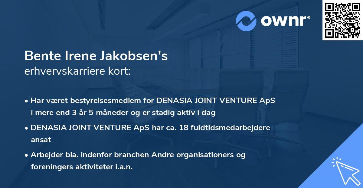Bente Irene Jakobsen's erhvervskarriere kort