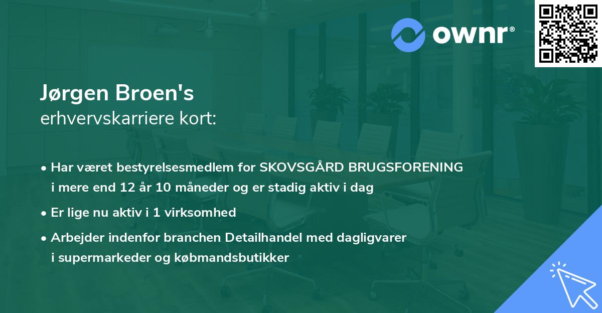 Jørgen Broen's erhvervskarriere kort