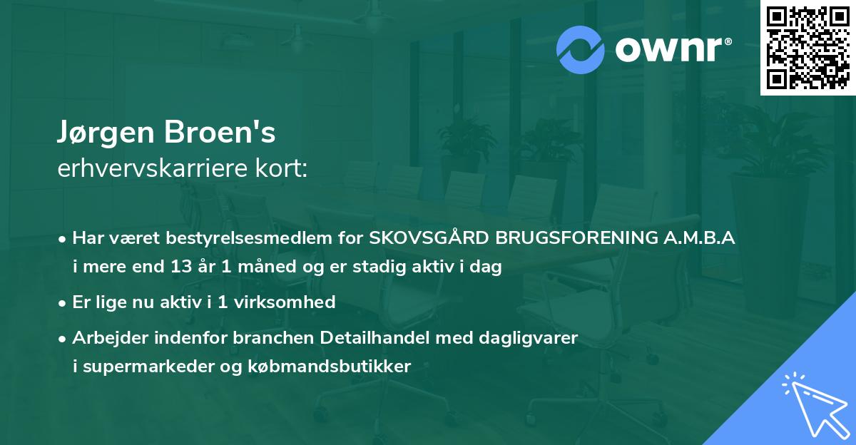 Jørgen Broen's erhvervskarriere kort