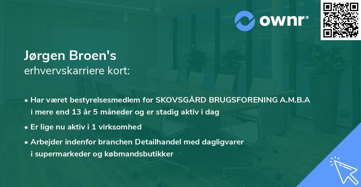 Jørgen Broen's erhvervskarriere kort