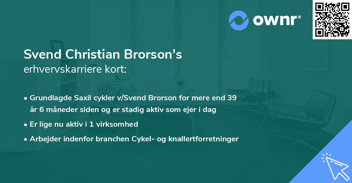 Svend Christian Brorson's erhvervskarriere kort