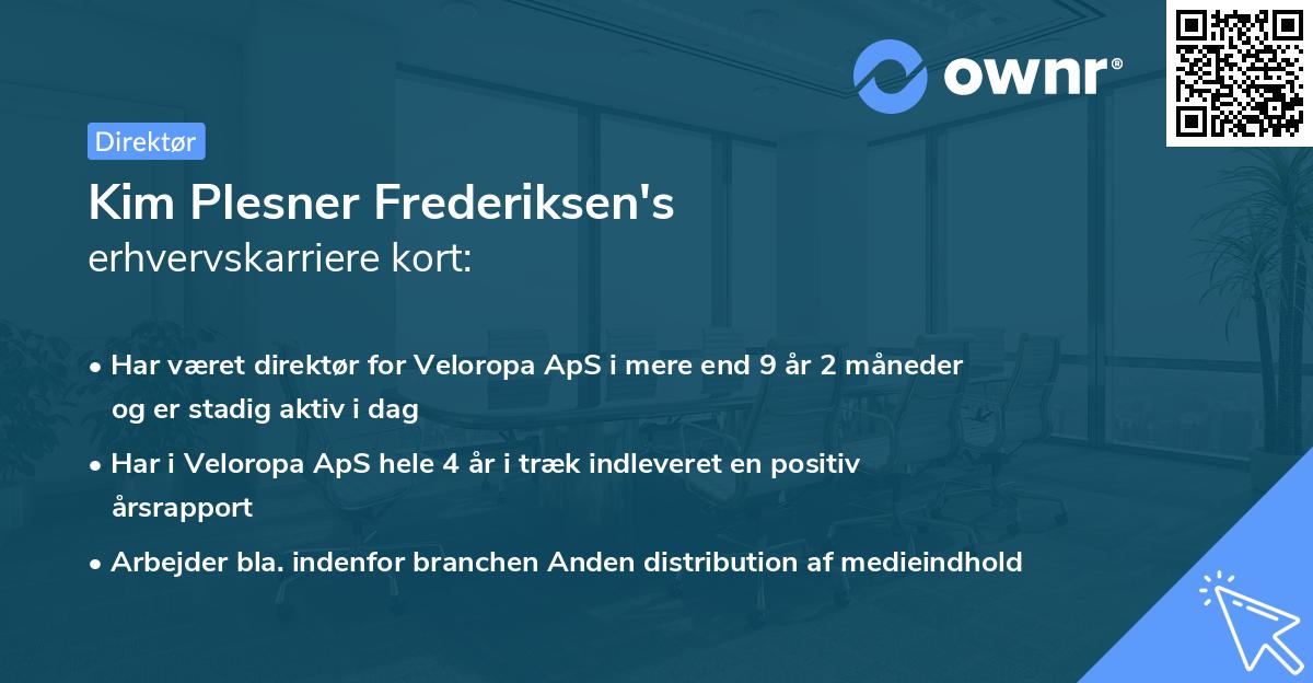 Kim Plesner Frederiksen's erhvervskarriere kort