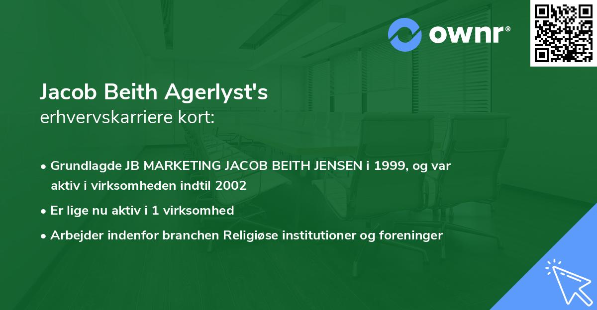 Jacob Beith Agerlyst's erhvervskarriere kort