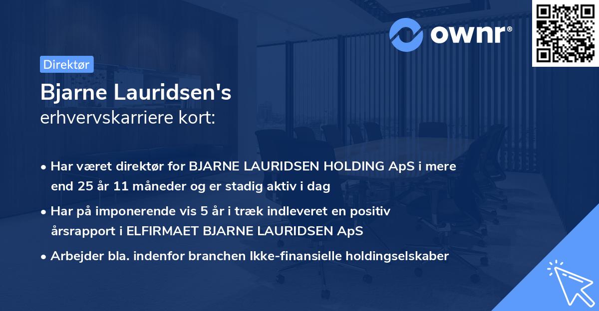 Bjarne Lauridsen's erhvervskarriere kort