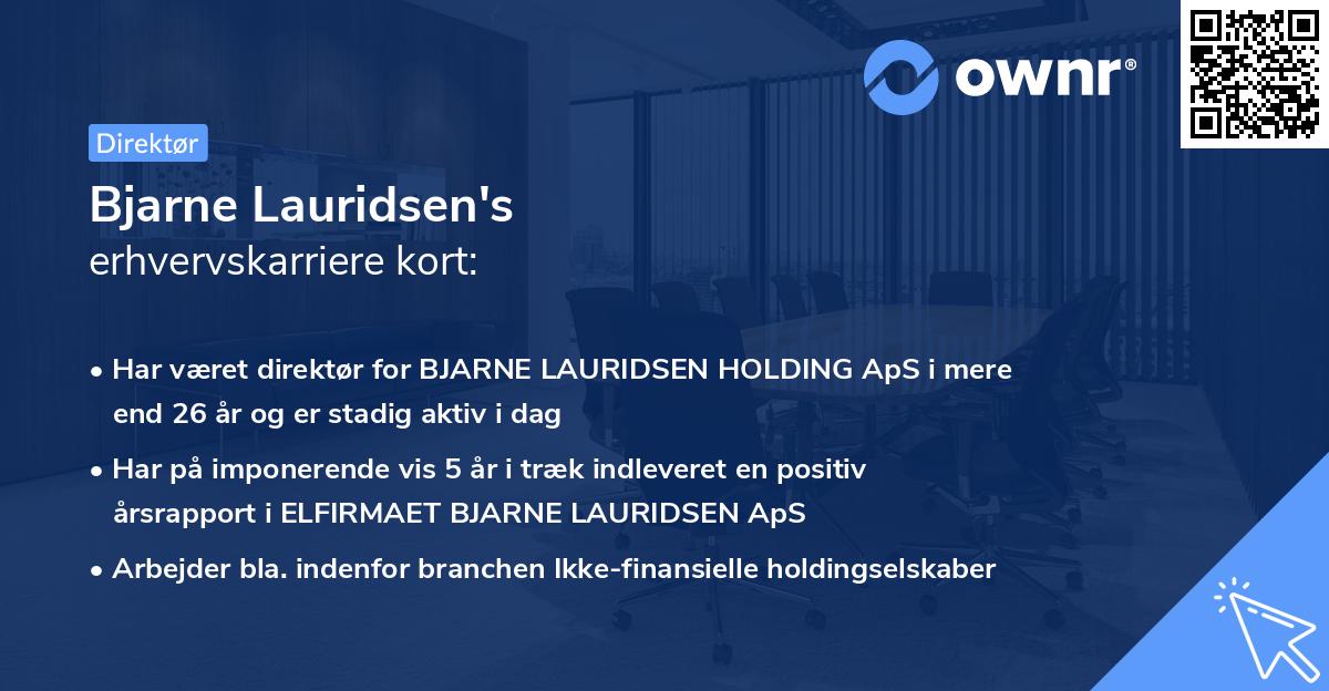 Bjarne Lauridsen's erhvervskarriere kort