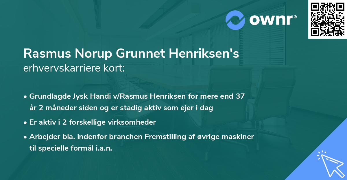Rasmus Norup Grunnet Henriksen's erhvervskarriere kort