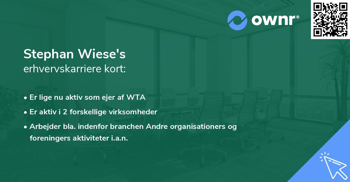Stephan Wiese's erhvervskarriere kort