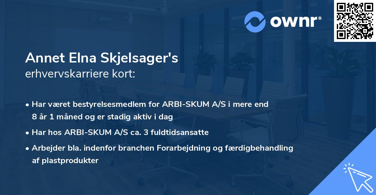 Annet Elna Skjelsager's erhvervskarriere kort