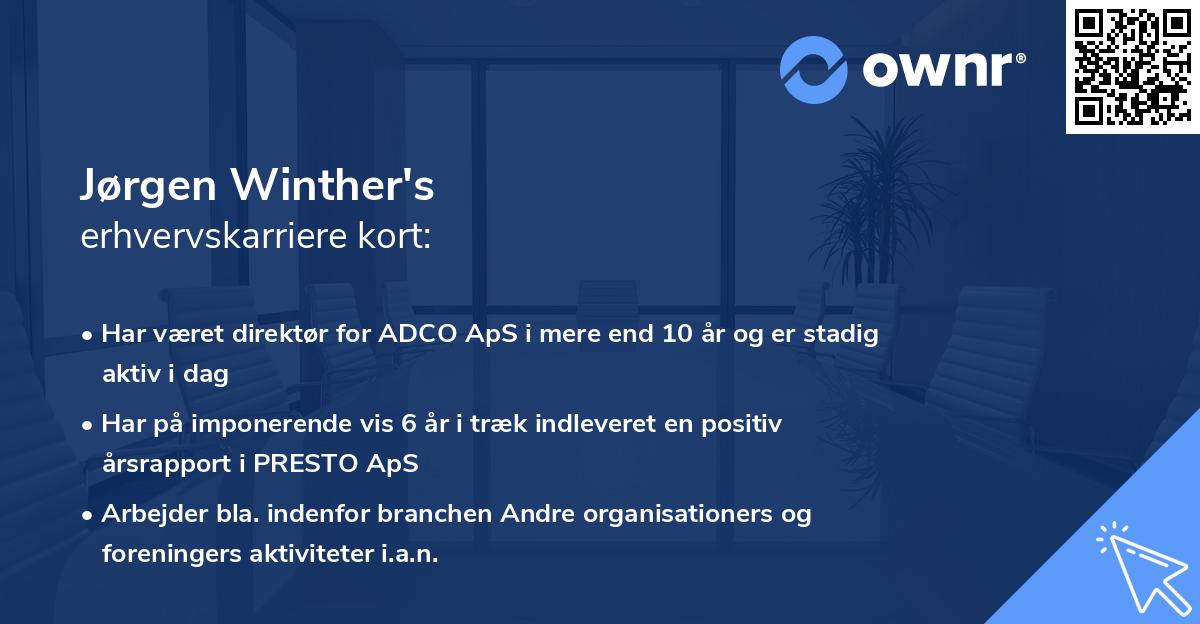 Jørgen Winther's erhvervskarriere kort