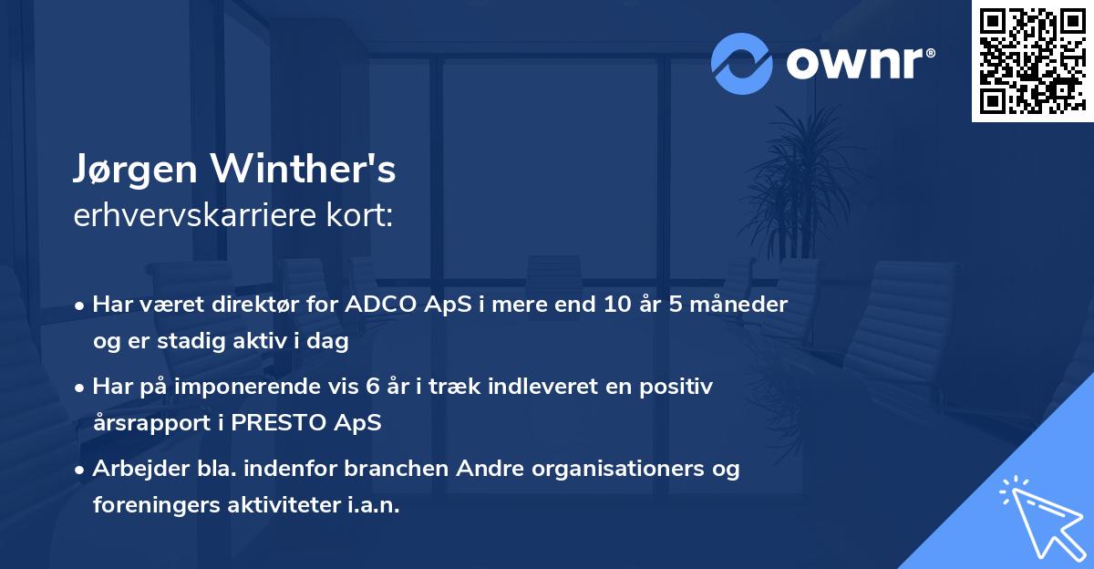 Jørgen Winther's erhvervskarriere kort