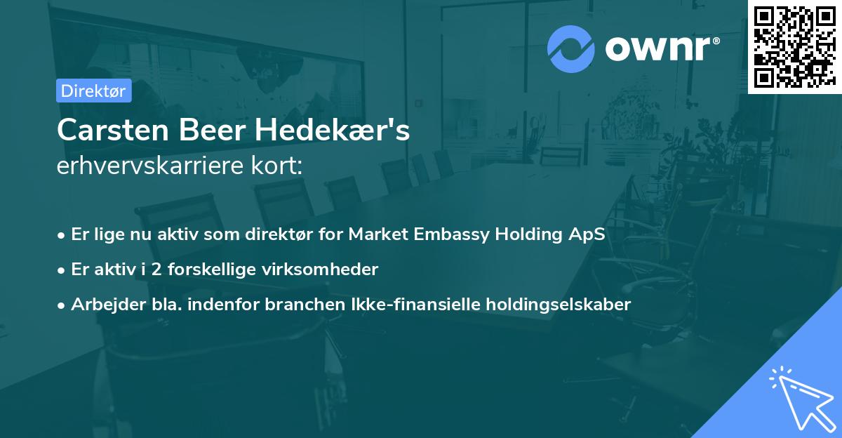 Carsten Beer Hedekær's erhvervskarriere kort