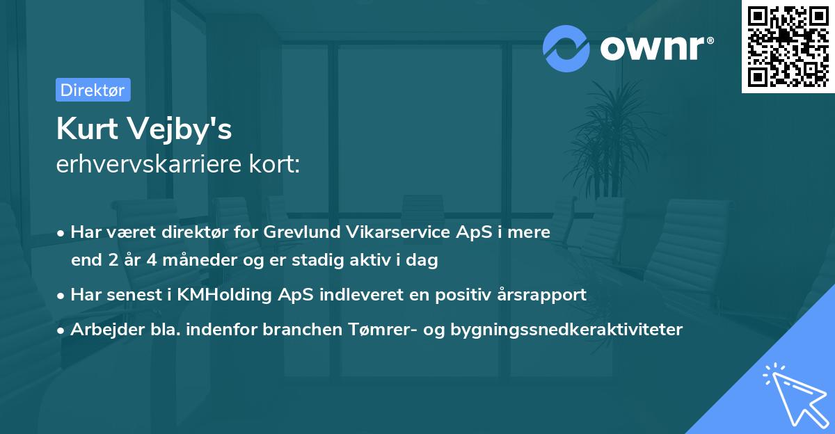 Kurt Vejby's erhvervskarriere kort