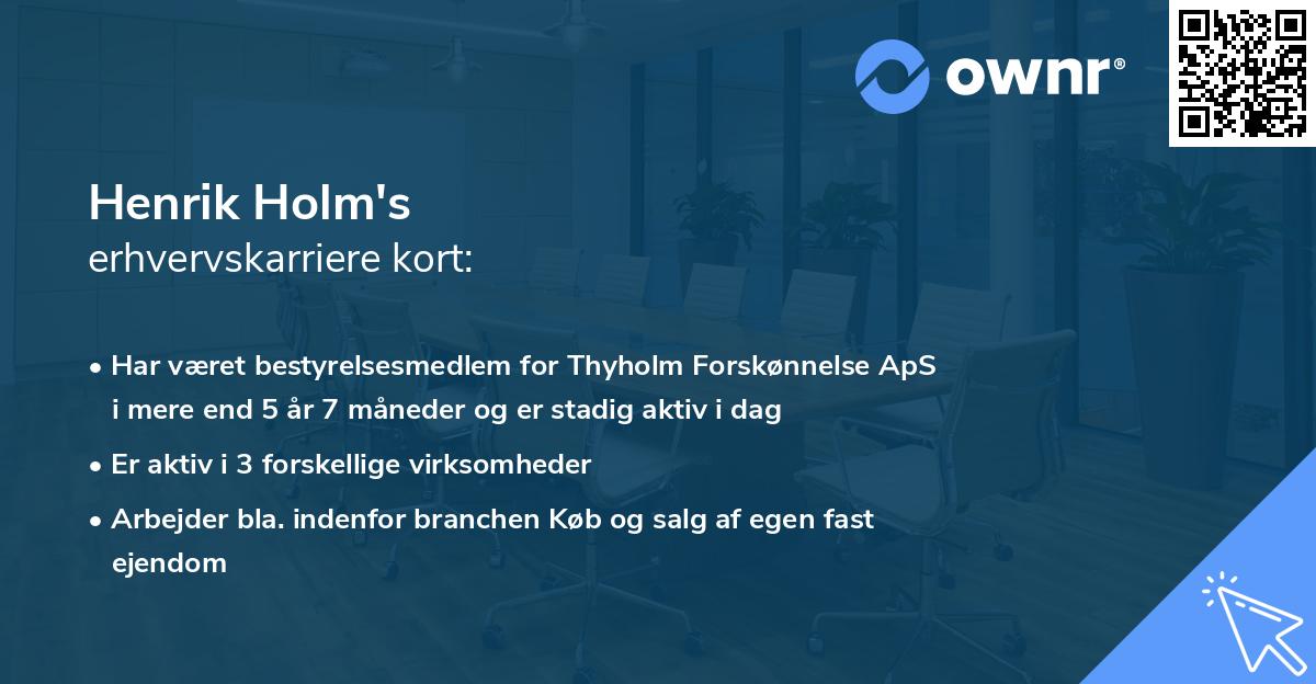 Henrik Holm's erhvervskarriere kort