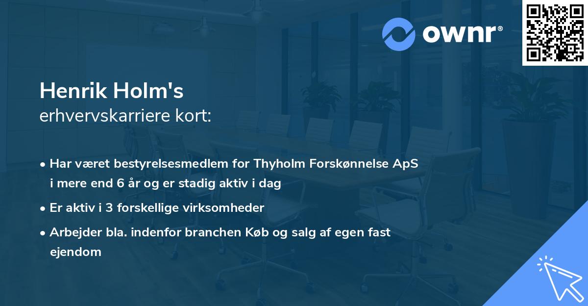 Henrik Holm's erhvervskarriere kort