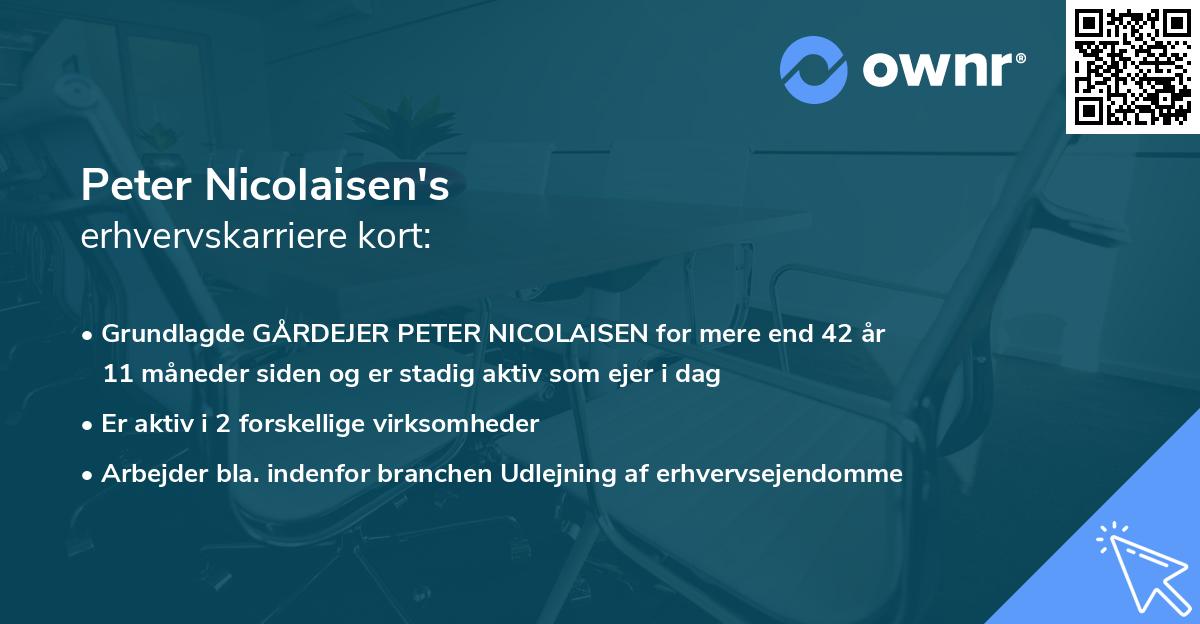 Peter Nicolaisen's erhvervskarriere kort