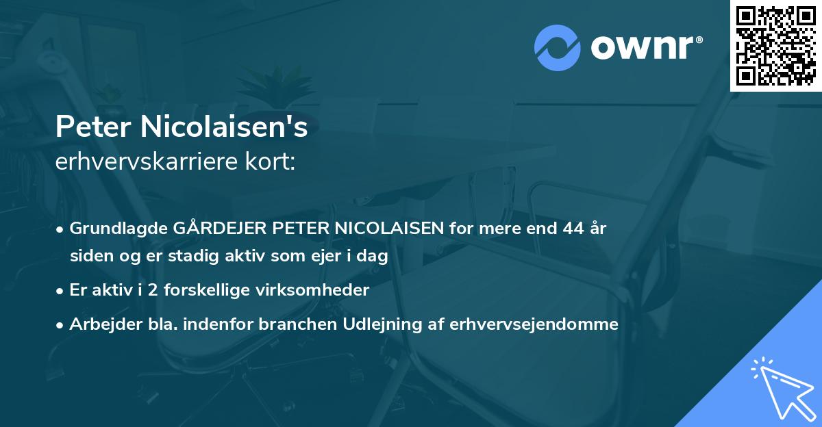 Peter Nicolaisen's erhvervskarriere kort