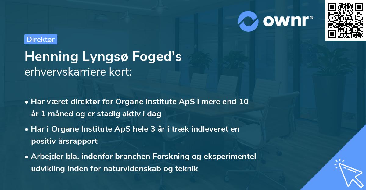 Henning Lyngsø Foged's erhvervskarriere kort