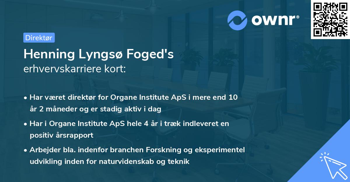 Henning Lyngsø Foged's erhvervskarriere kort