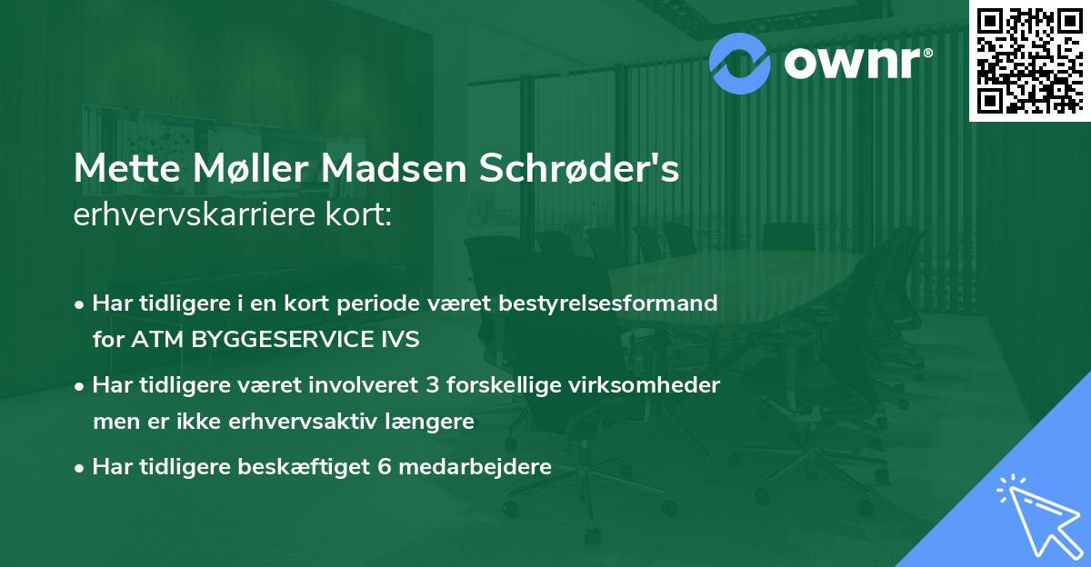 Mette Møller Madsen Schrøder's erhvervskarriere kort