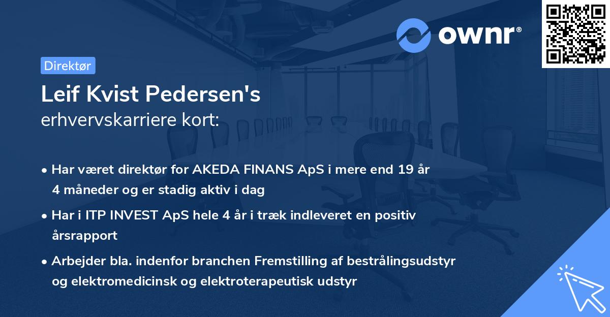 Leif Kvist Pedersen's erhvervskarriere kort