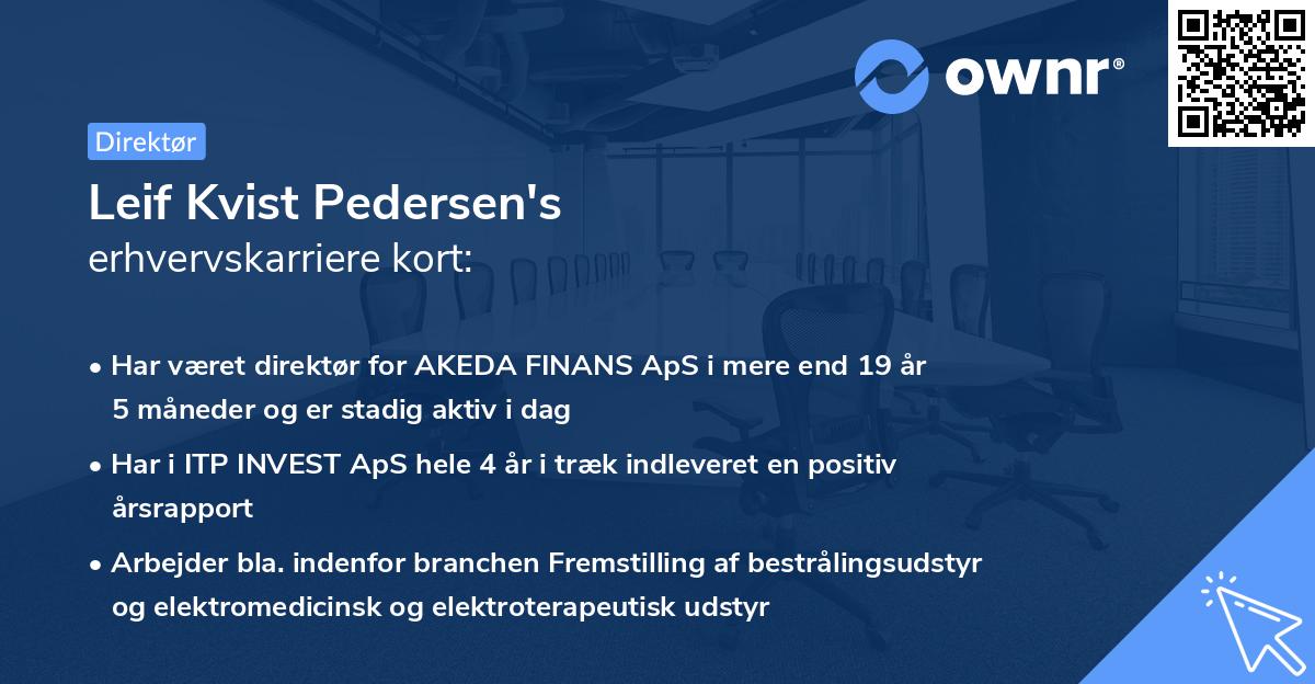 Leif Kvist Pedersen's erhvervskarriere kort
