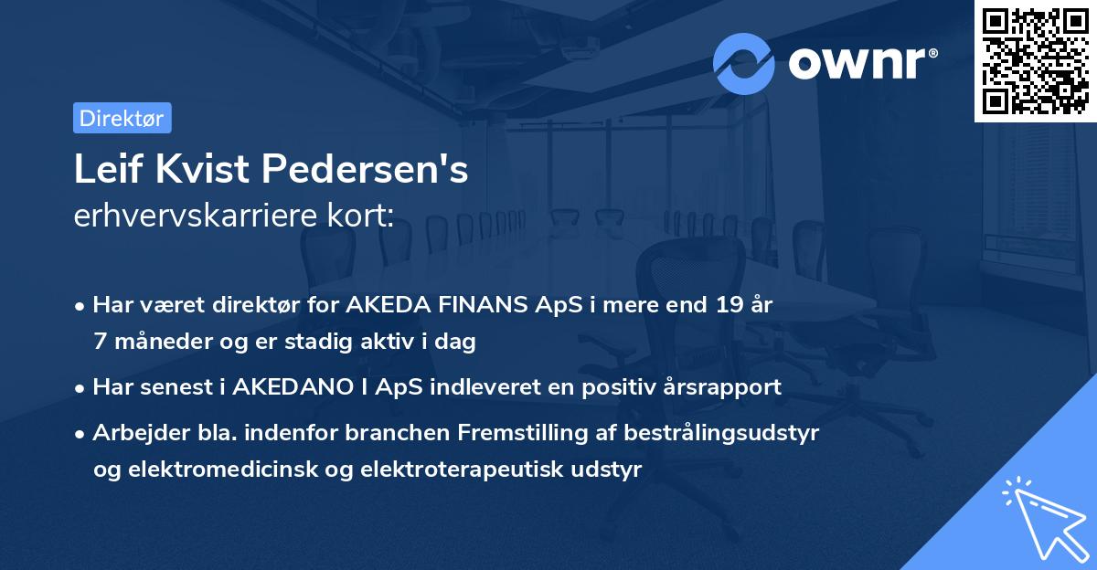 Leif Kvist Pedersen's erhvervskarriere kort