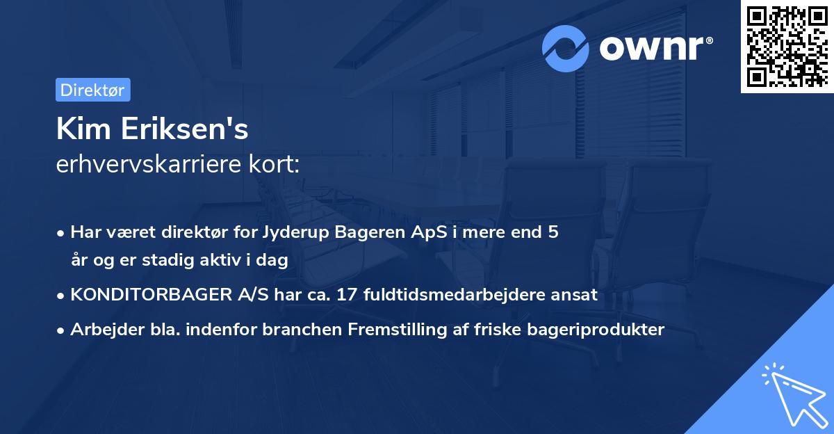Kim Eriksen's erhvervskarriere kort
