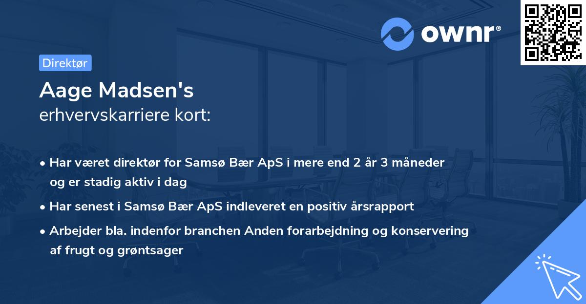 Aage Madsen's erhvervskarriere kort