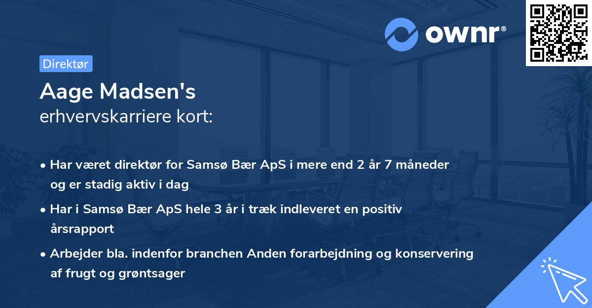 Aage Madsen's erhvervskarriere kort
