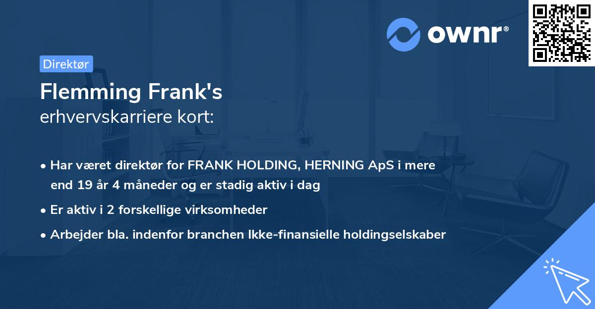 Flemming Frank's erhvervskarriere kort