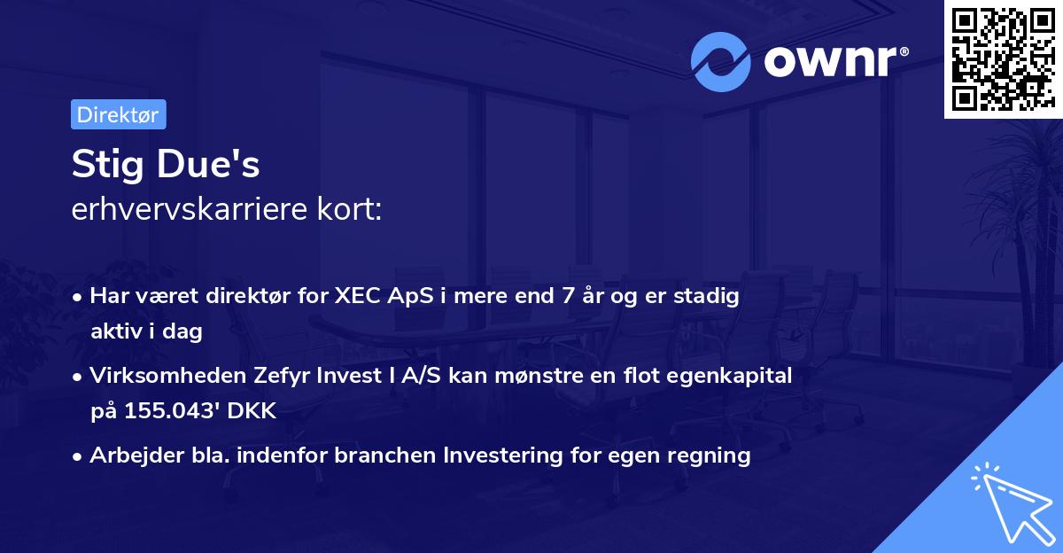 Stig Due's erhvervskarriere kort