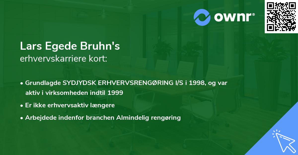 Lars Egede Bruhn's erhvervskarriere kort