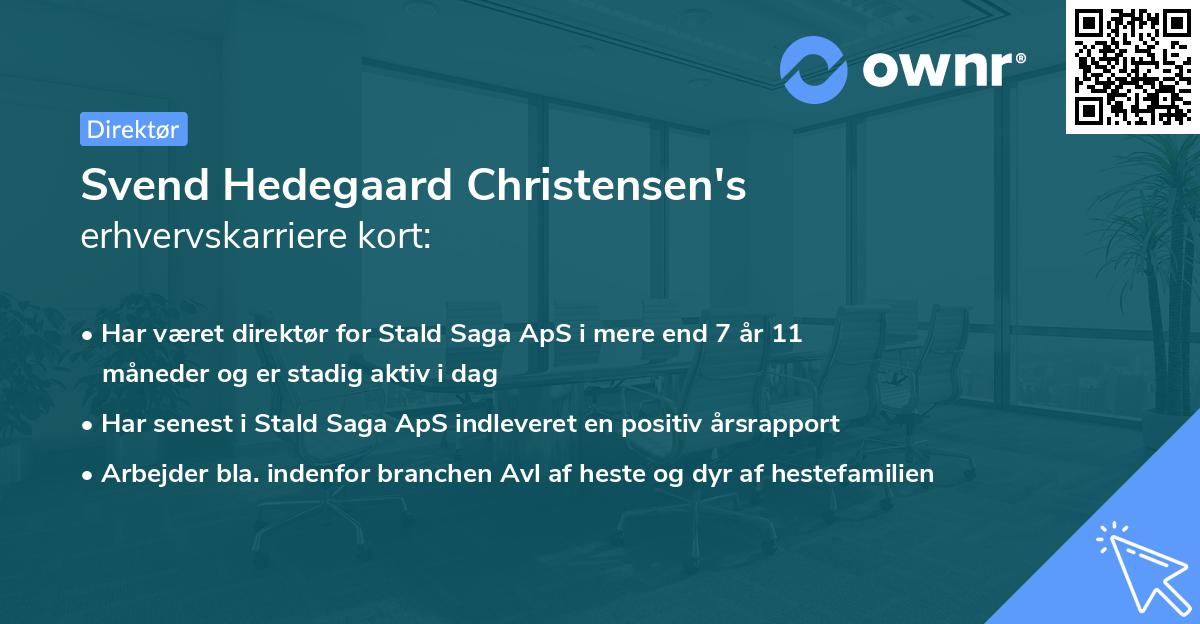 Svend Hedegaard Christensen's erhvervskarriere kort