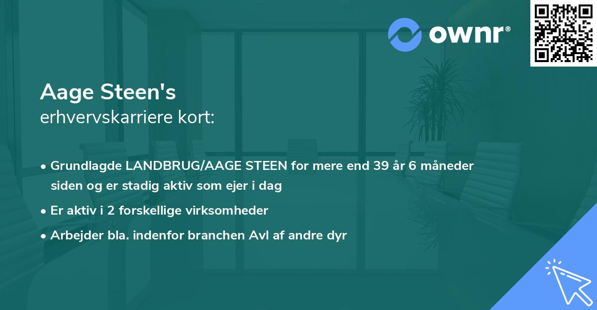 Aage Steen's erhvervskarriere kort