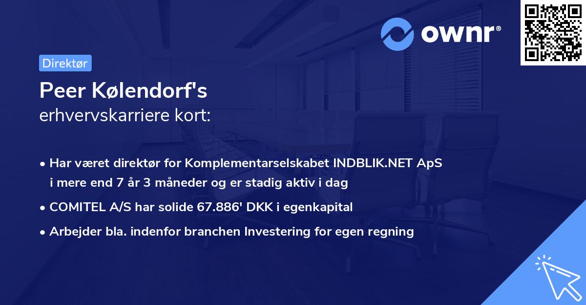 Peer Kølendorf's erhvervskarriere kort