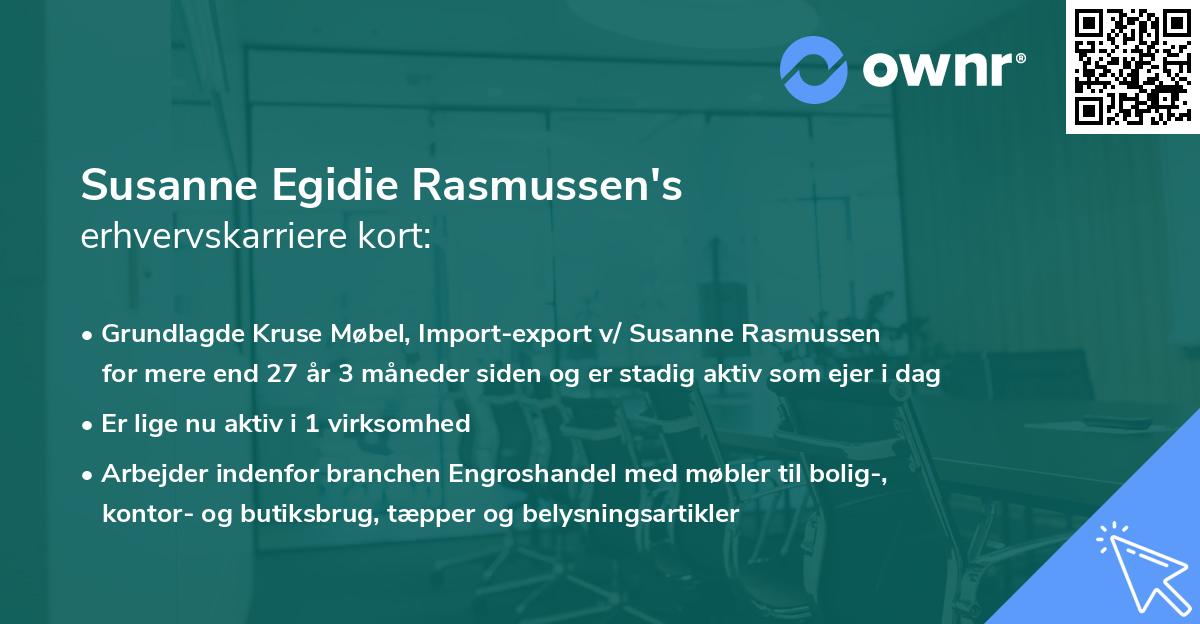 Susanne Egidie Rasmussen's erhvervskarriere kort