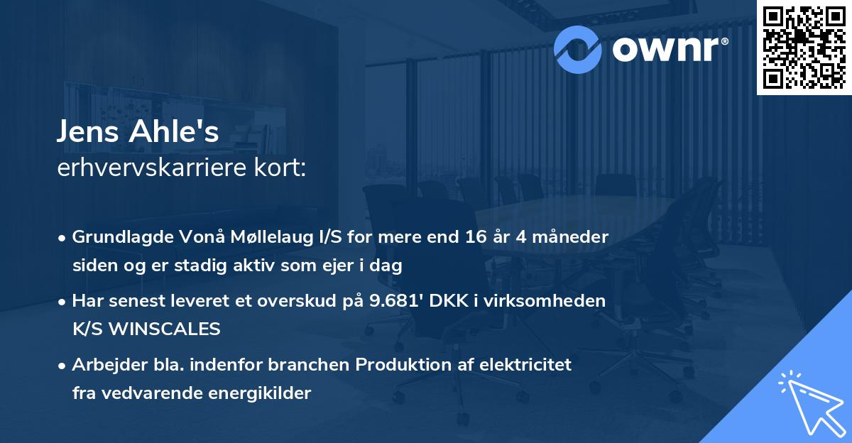 Jens Ahle's erhvervskarriere kort