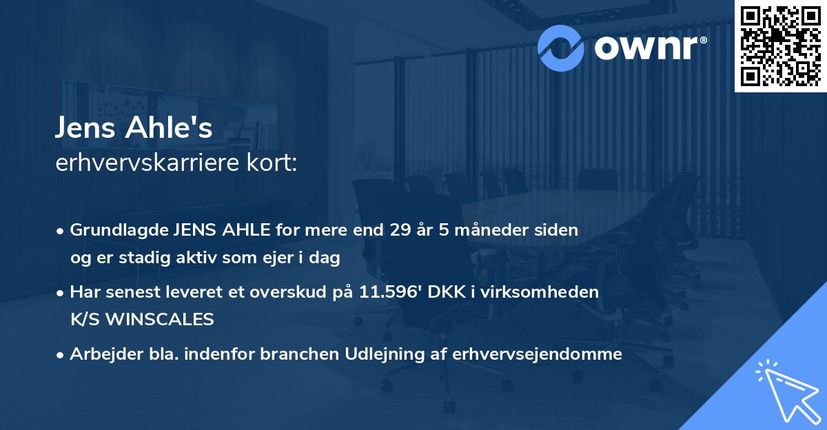 Jens Ahle's erhvervskarriere kort