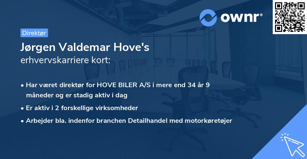 Jørgen Valdemar Hove's erhvervskarriere kort