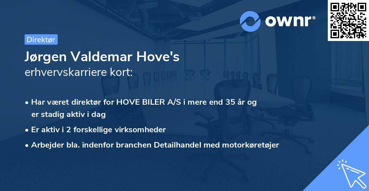Jørgen Valdemar Hove's erhvervskarriere kort