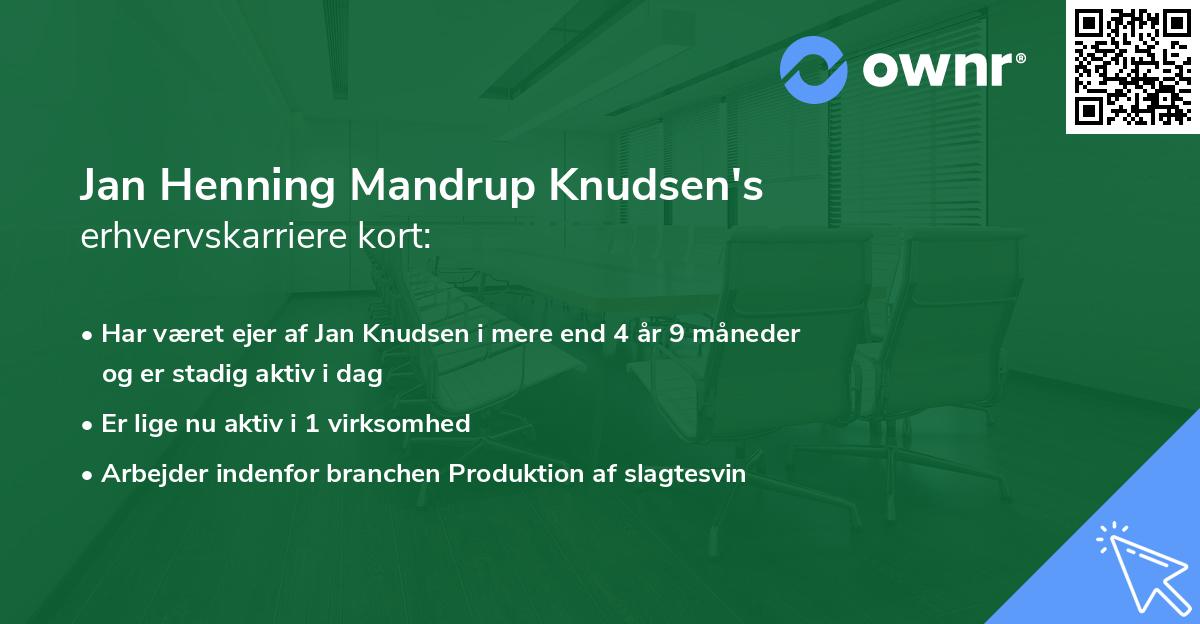 Jan Henning Mandrup Knudsen's erhvervskarriere kort