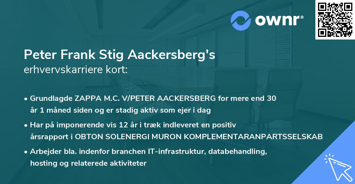 Peter Frank Stig Aackersberg's erhvervskarriere kort