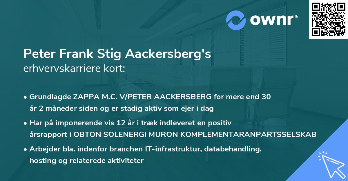 Peter Frank Stig Aackersberg's erhvervskarriere kort