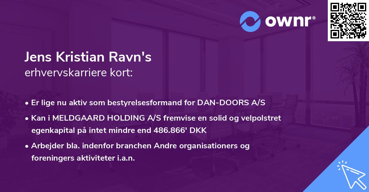 Jens Kristian Ravn's erhvervskarriere kort