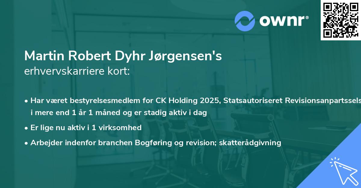 Martin Robert Dyhr Jørgensen's erhvervskarriere kort