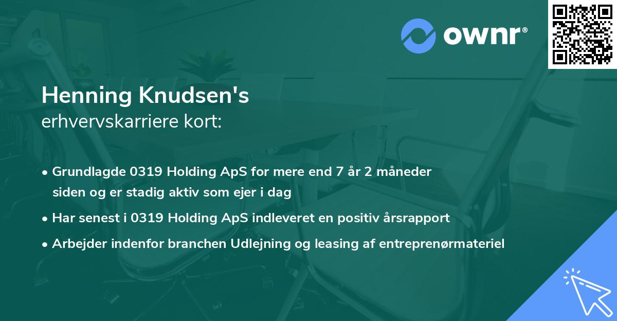 Henning Knudsen's erhvervskarriere kort