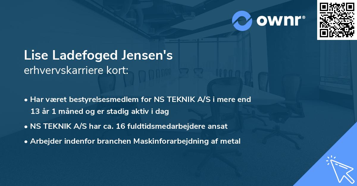 Lise Ladefoged Jensen's erhvervskarriere kort